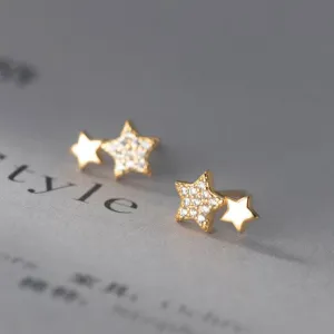 Gold Star Duo Stud Earrings