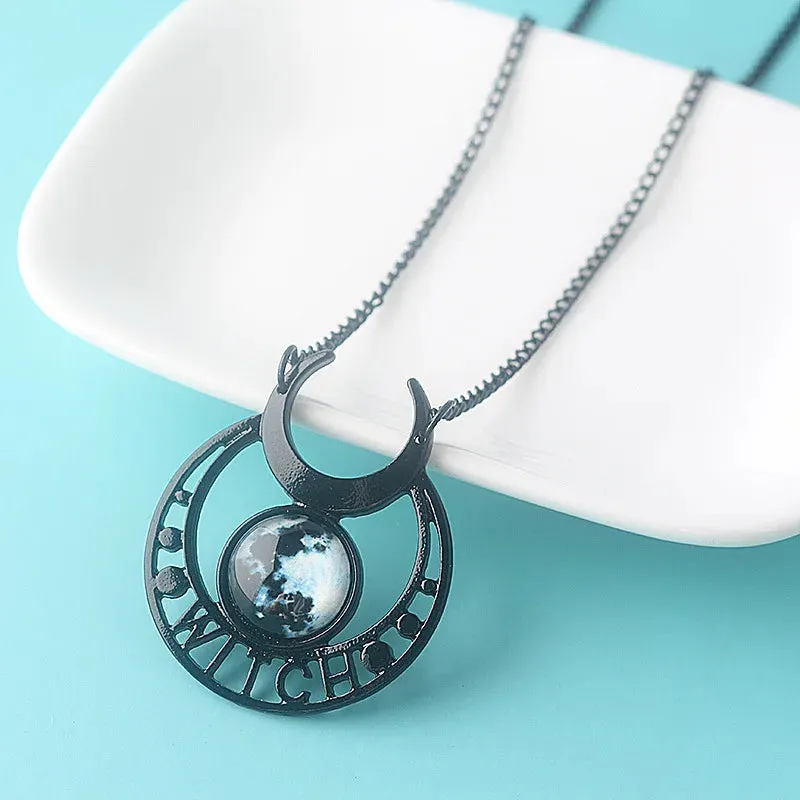 Gothic 'Binx' Black Gothic Witch Moon Necklace