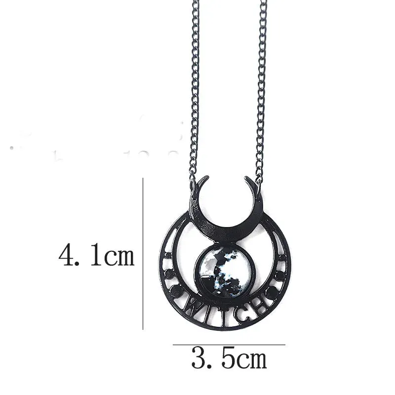 Gothic 'Binx' Black Gothic Witch Moon Necklace