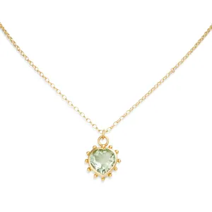 Green Amethyst Set Heart Necklace