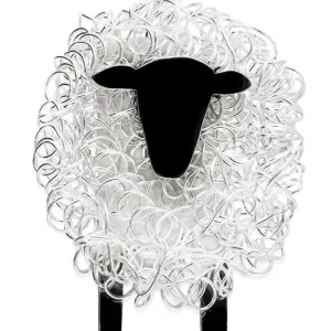 Handcrafted silver sheep brooch facing front