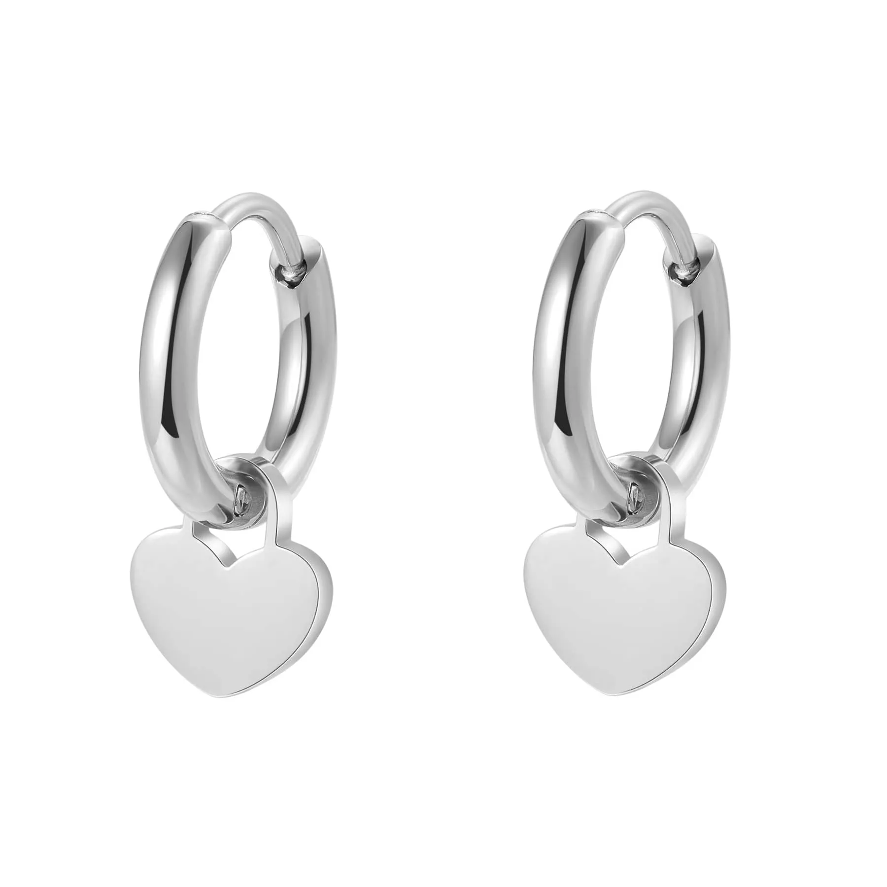 Heart Huggie Earrings Stainless Steel