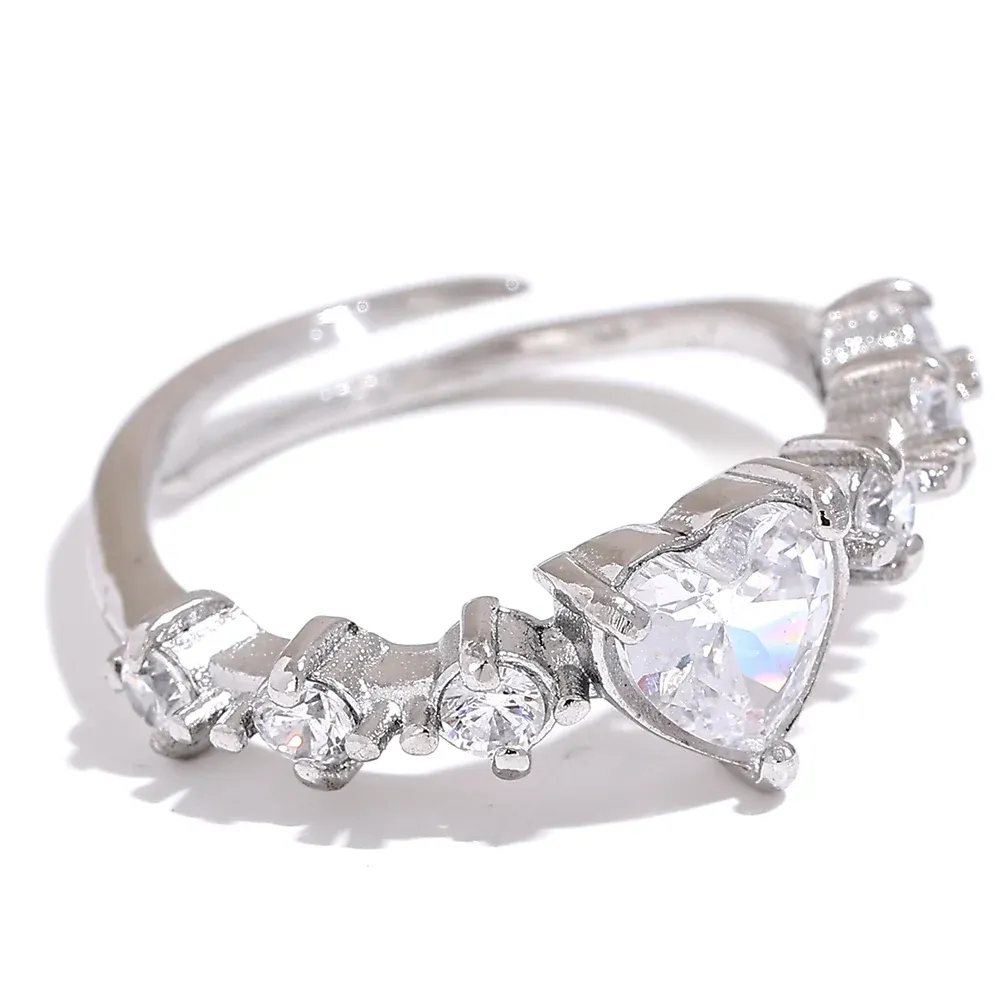 Heart Shape CZ Stone Adjustable Ring