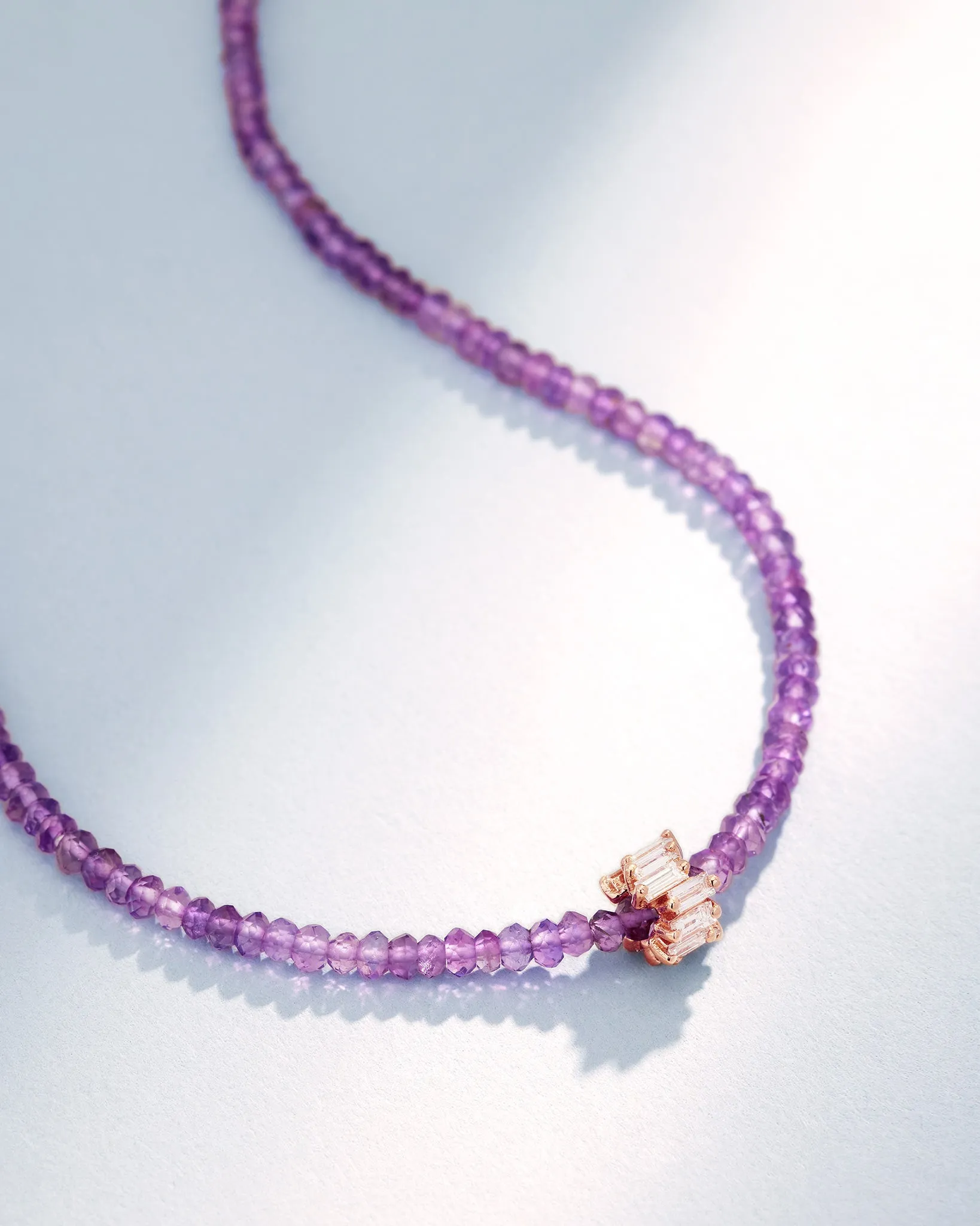 Infinite Beaded Amethyst & Mini Diamond Rondelle Necklace