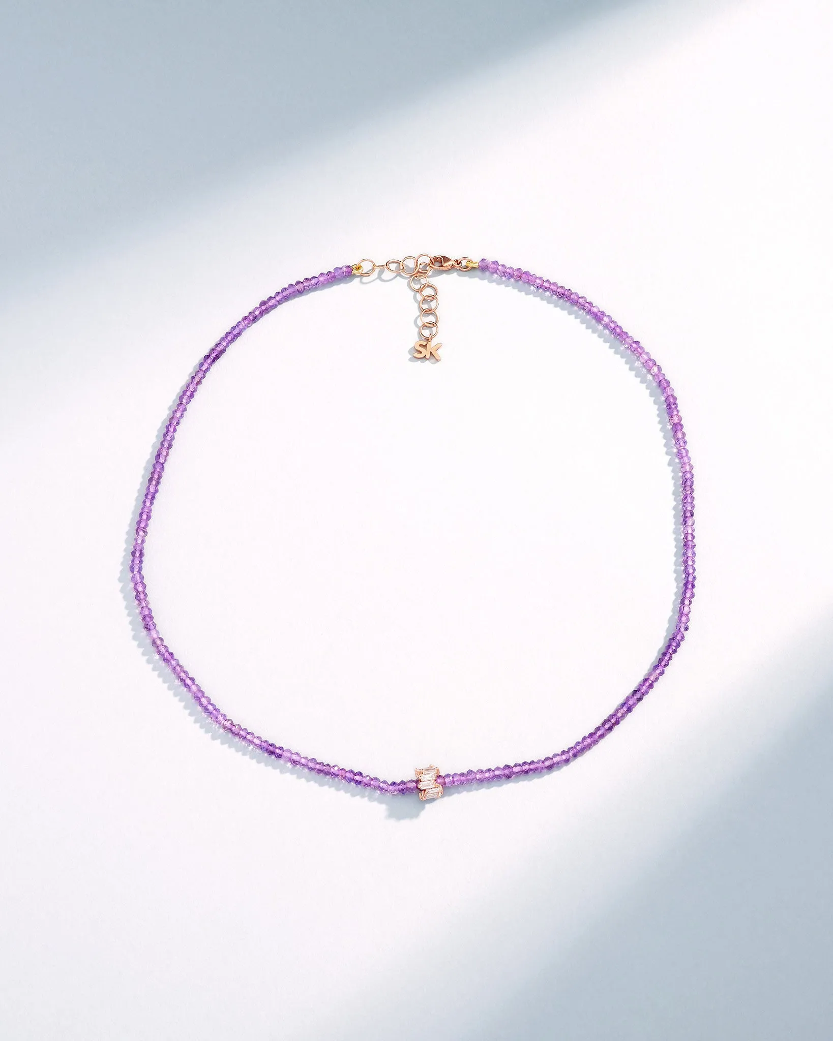 Infinite Beaded Amethyst & Mini Diamond Rondelle Necklace