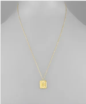 Initial Rectangle Necklace - Gold Dipped