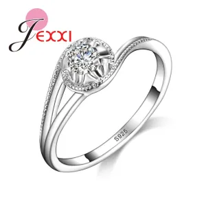 JEXXI Trendy Wedding Jewelry For Bride High Quality 925 Stamped Silver Rings With CZ Zirconia  Women Birthday Best Gifts