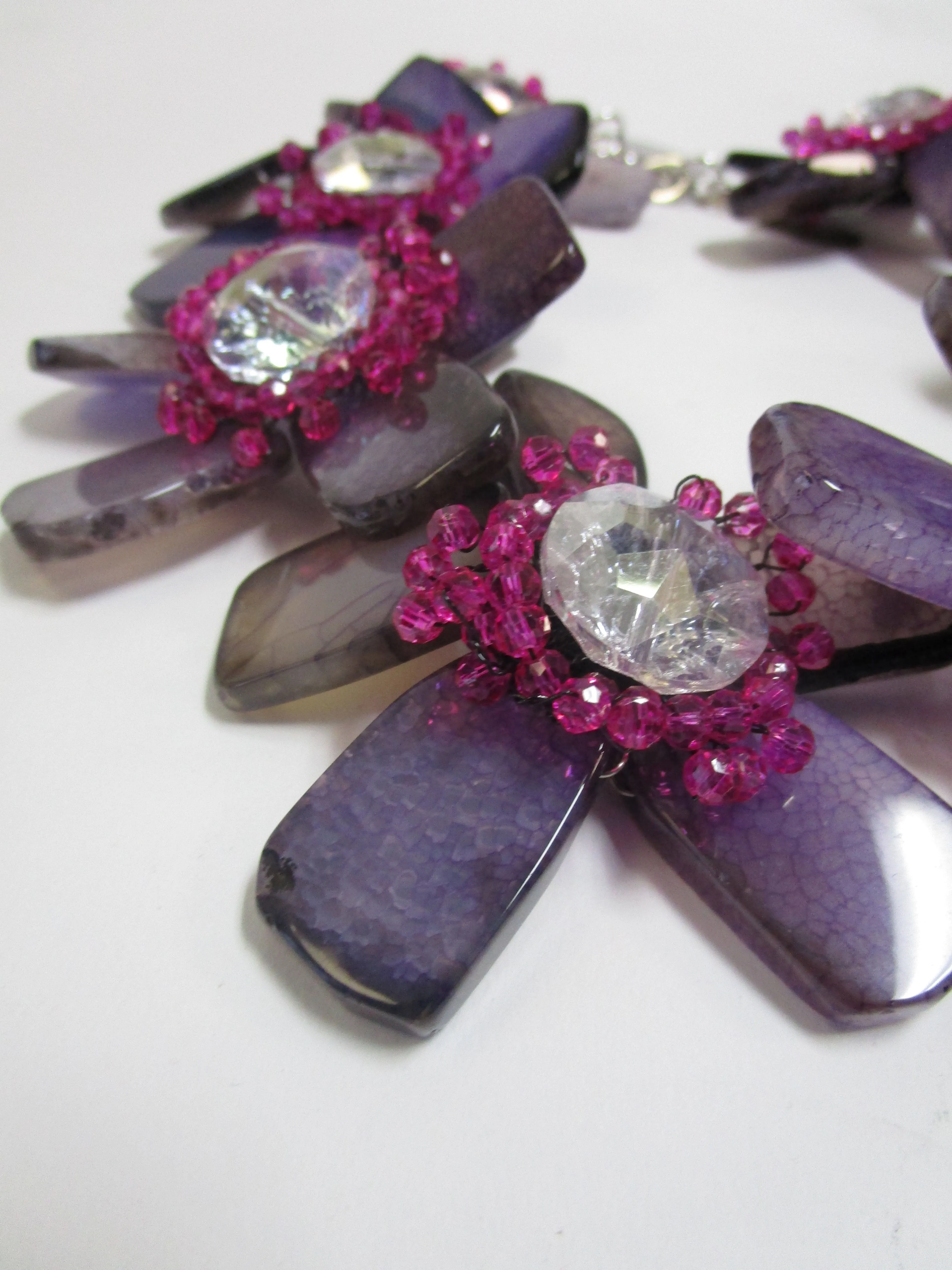 Joe Vilaiwan Fire Polished Amethyst Flower Necklace