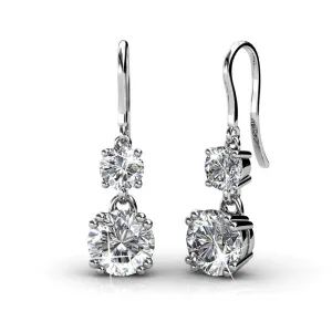 Kadence 18k White Gold Plated Crystal Drop Dangle Earrings