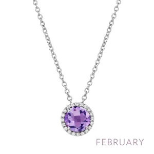 Lafonn Simulated Diamond & Genuine Amethyst Birthstone Necklace - February BN001AMP