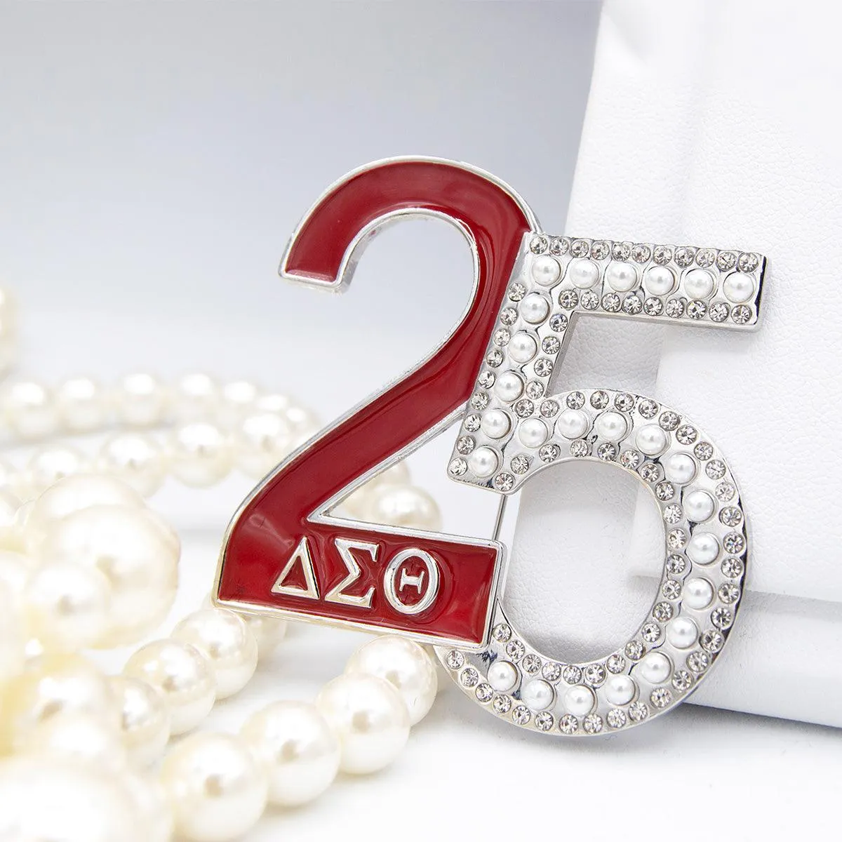 LARGE Delta Sigma Theta 25th ΔΣΘ Silver Anniversary Pin