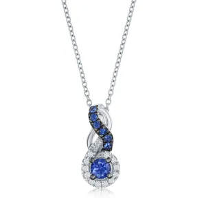 Le Vian Cornflower Ceylon Sapphire Halo Swirl Vanilla Diamond Pendant