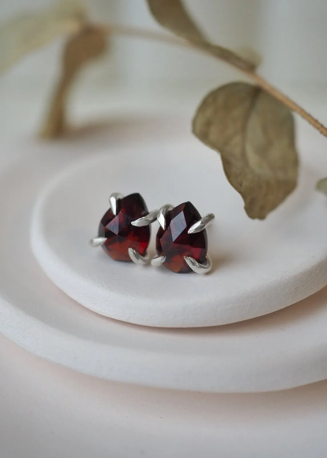 Libra Earrings - Garnet