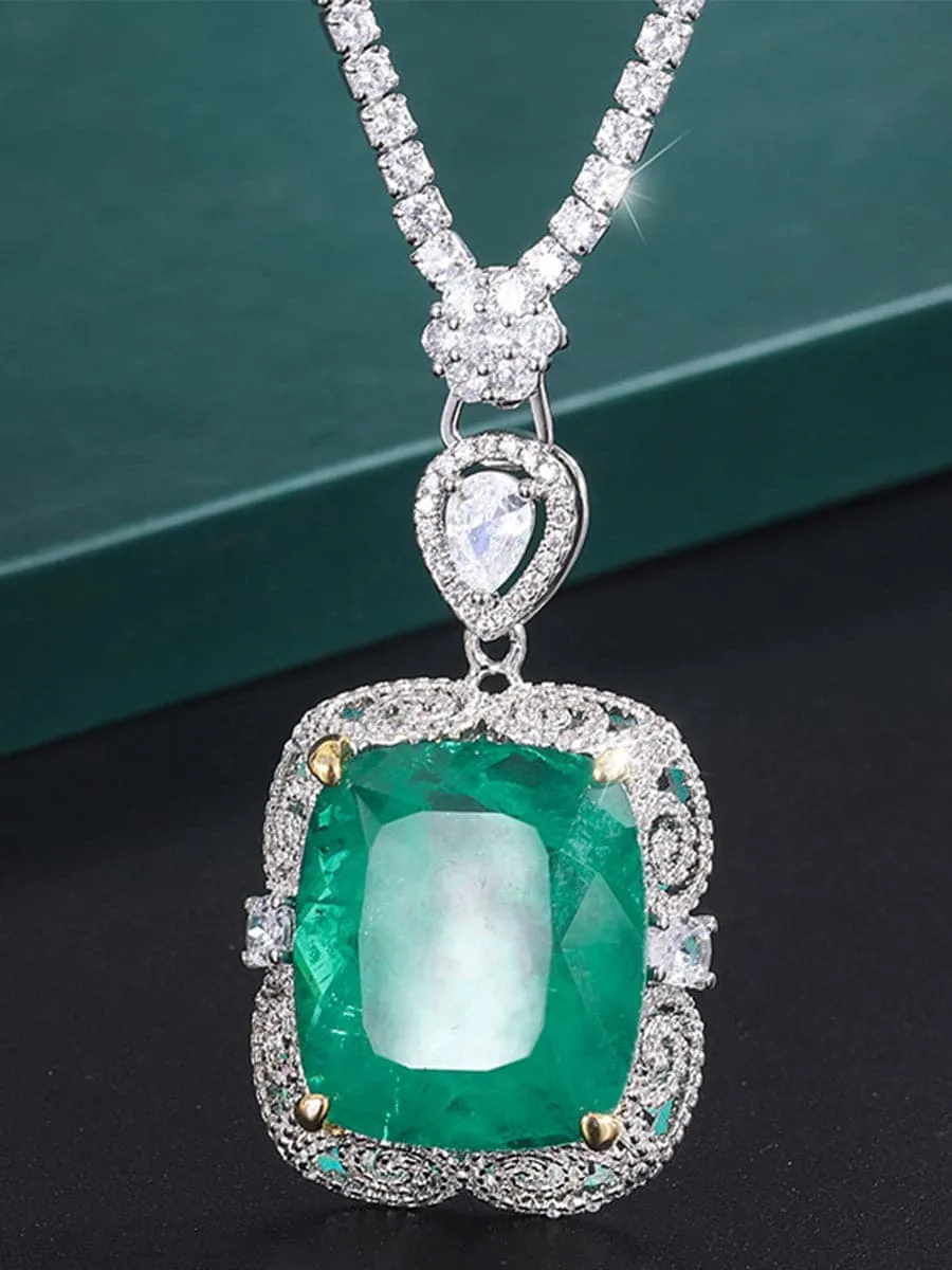 Luxury Faux Emerald Zircon Pendant Necklace MSN110803