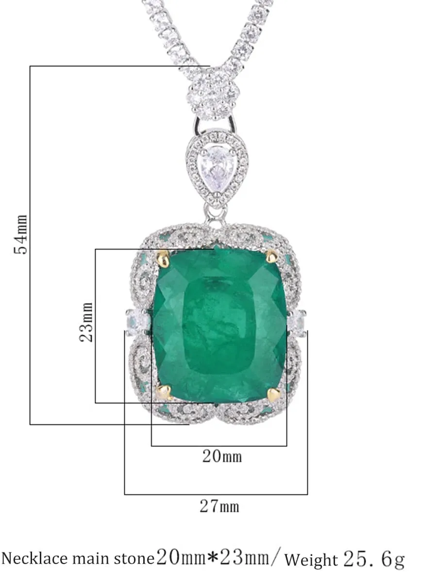 Luxury Faux Emerald Zircon Pendant Necklace MSN110803