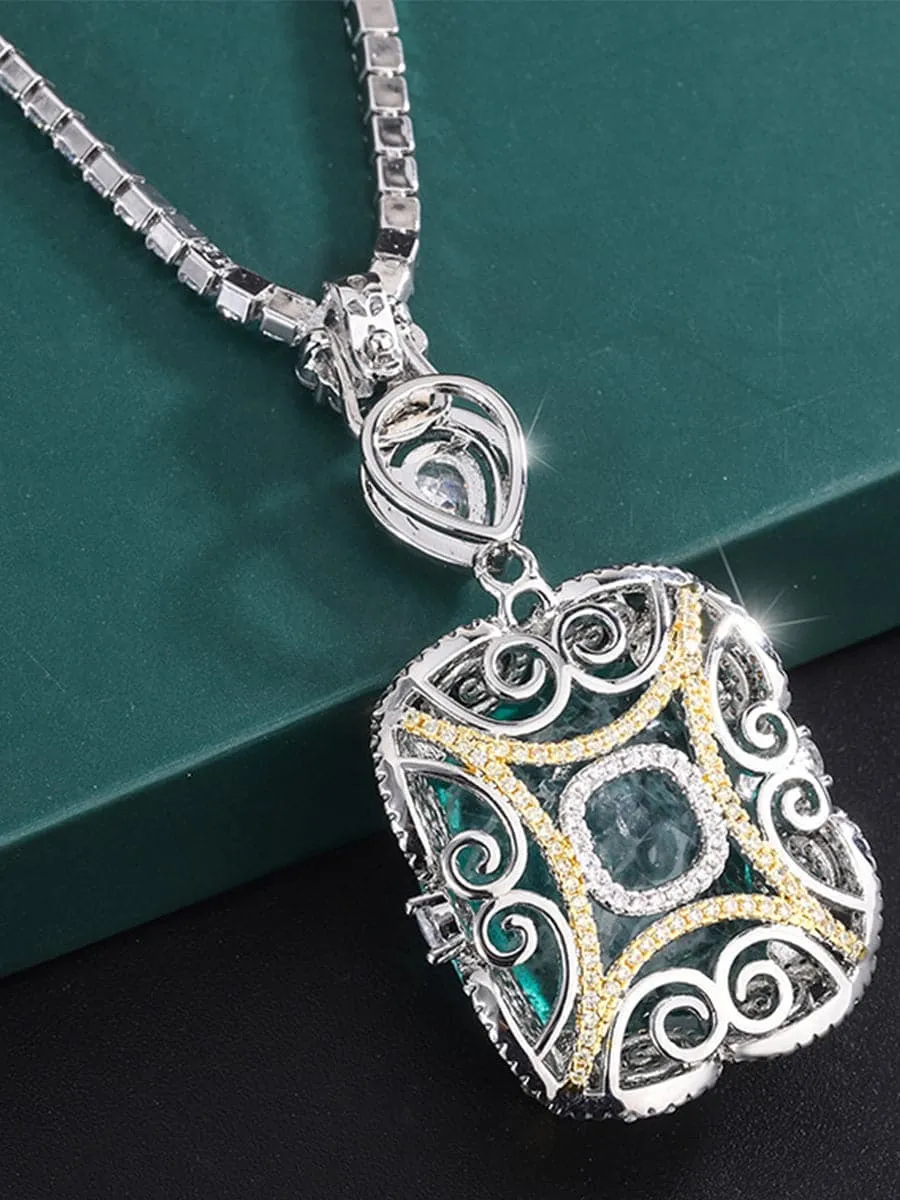 Luxury Faux Emerald Zircon Pendant Necklace MSN110803