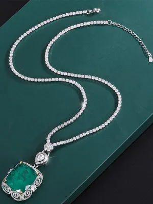 Luxury Faux Emerald Zircon Pendant Necklace MSN110803