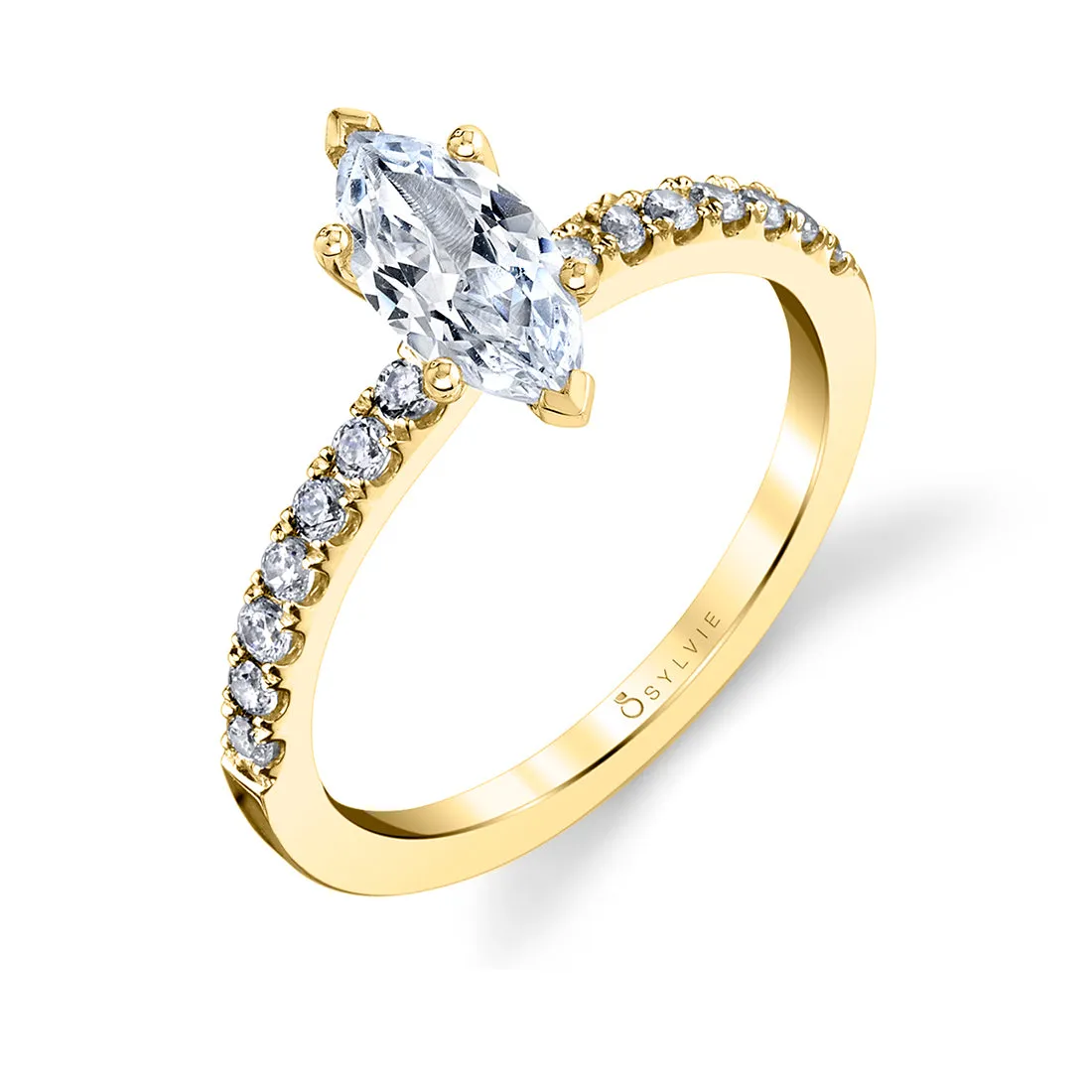 Marquise Cut Classic Engagement Ring - Celeste 18k Gold Yellow