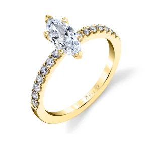 Marquise Cut Classic Engagement Ring - Celeste 18k Gold Yellow