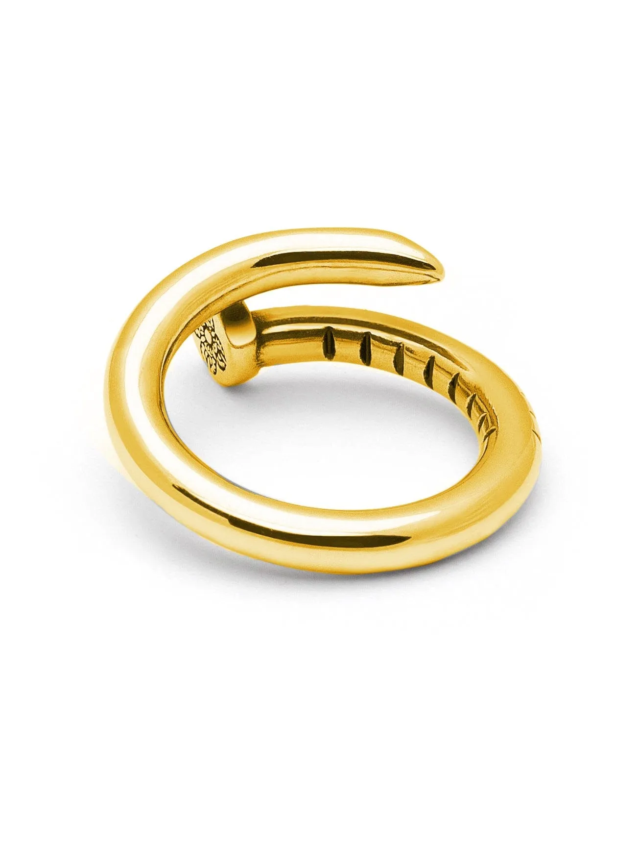 Men's Nail Ring with Dorje Engraving and Gold Finish