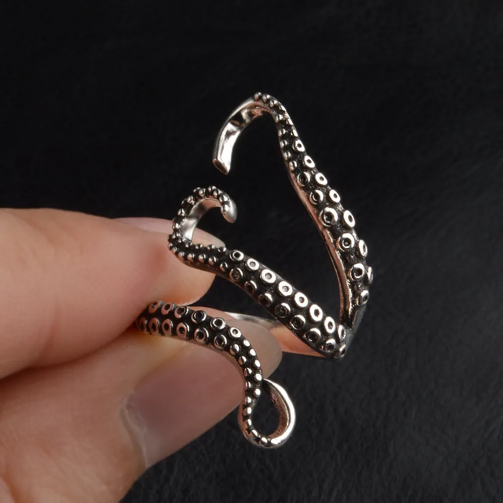 Men's Open Adjustable Octopus Ring