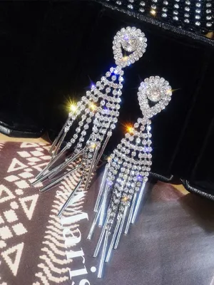 Missord Luxurious Stone Tassel Drop Prom Earrings MSE0204