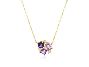 Mixed Cut Amethyst Cluster Necklace