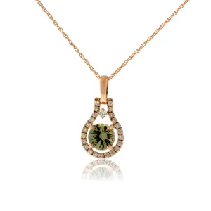 Montana Sapphire and Diamond Pendant in Rose Gold