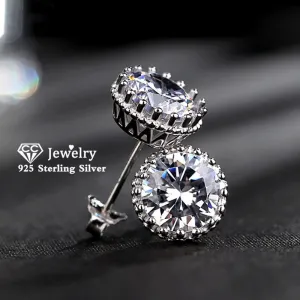 Natashahs Stud Earrings For Women Solid S925 Silver Cubic Zirconia Brincos Bridal Wedding Engagement Fine Jewelry E001