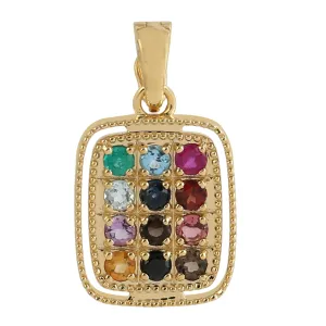 Natural Multiple Gemstone 14k Yellow Gold Designer Pendant For Gift