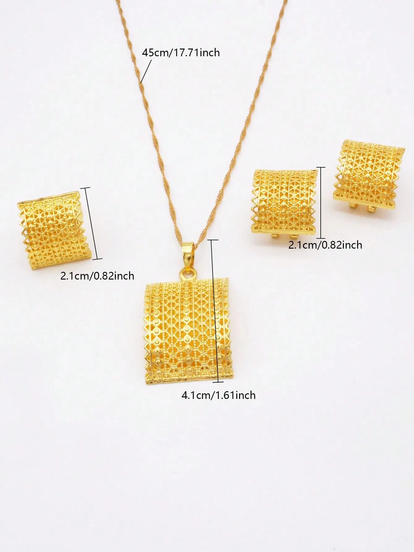 Nigeria Gold Plated Jewelry Sets Wedding Gifts Bridal Necklace Earrings Ring Pendant Dubai Luxury Jewellery Set For Women