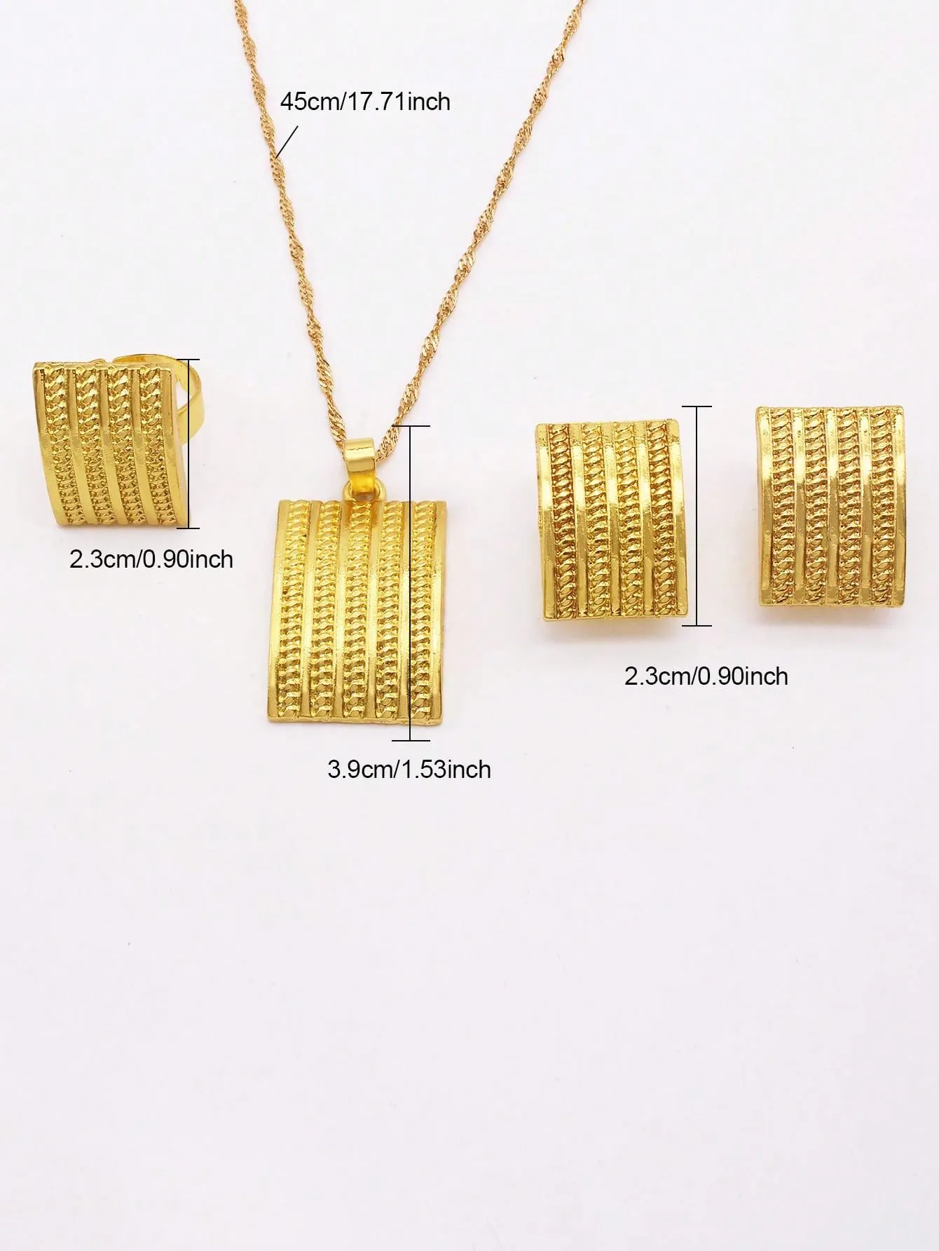 Nigeria Gold Plated Jewelry Sets Wedding Gifts Bridal Necklace Earrings Ring Pendant Dubai Luxury Jewellery Set For Women