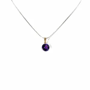 NOT BRANDED 14KT White Gold 6mm Purple Round Women's Amethyst Necklace