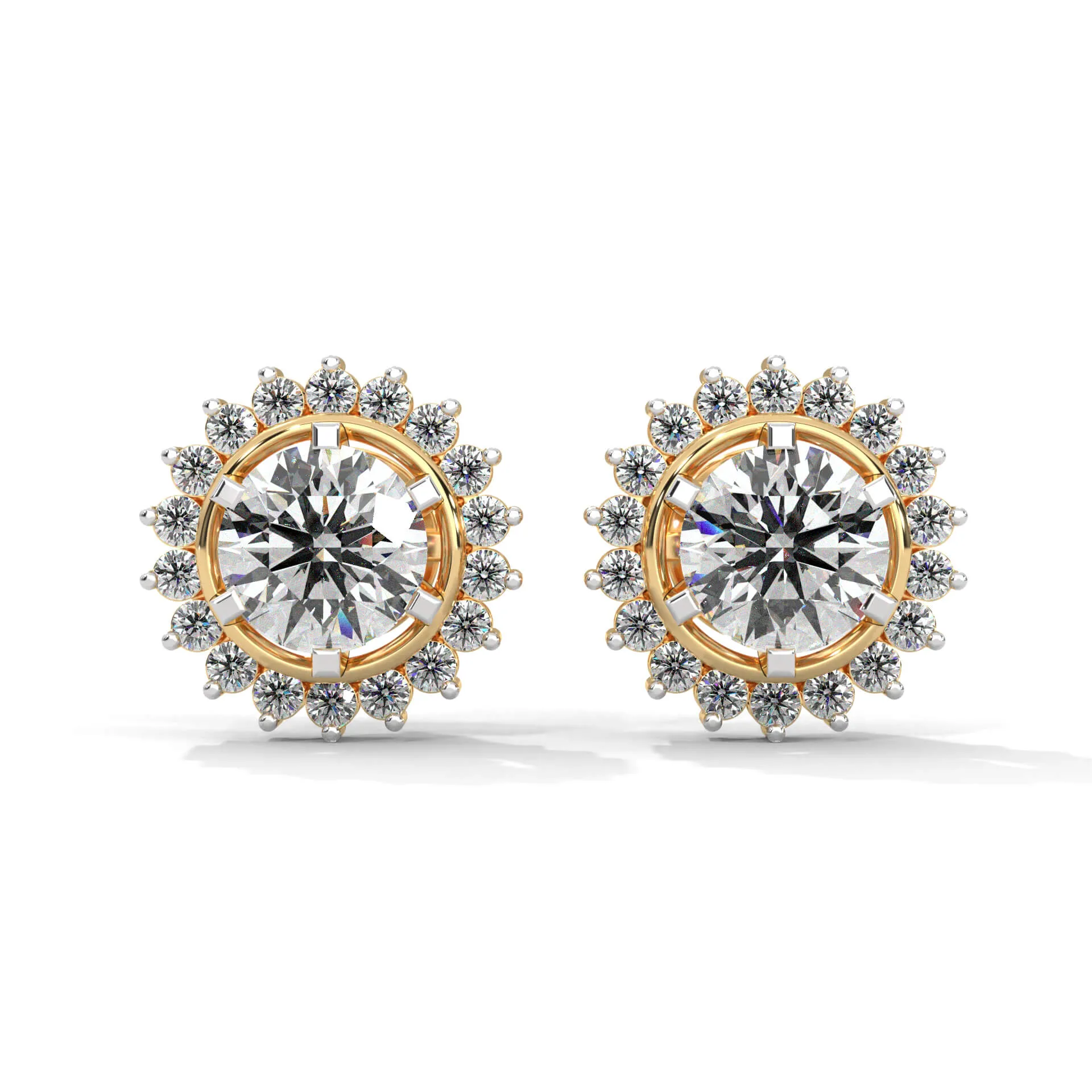 Olive Silver Solitaire Stud Earrings | 22KT Gold Vermeil