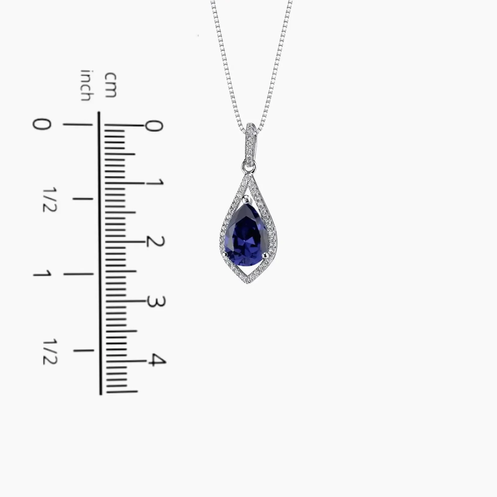 Pear Shaped Sapphrie Necklace in 925 Silver - Irosk®