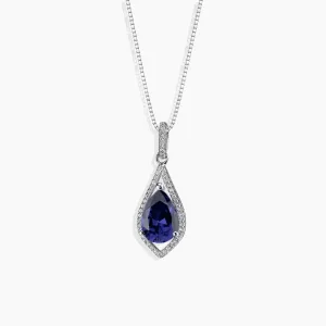 Pear Shaped Sapphrie Necklace in 925 Silver - Irosk®