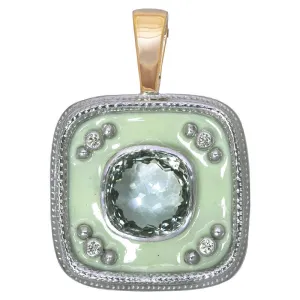 Pendant- Green Quartz and Diamond (Enamel)  (39CM)