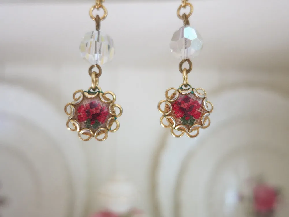 Petit Point Rose Earrings