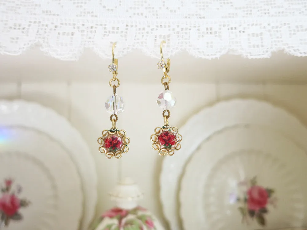 Petit Point Rose Earrings