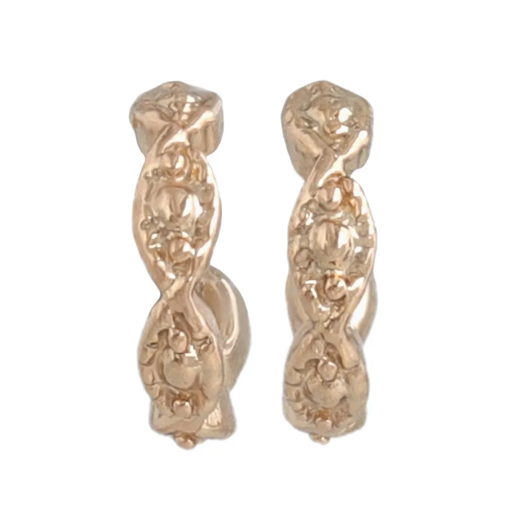 Pink Gold Tone Link Hoop Earrings