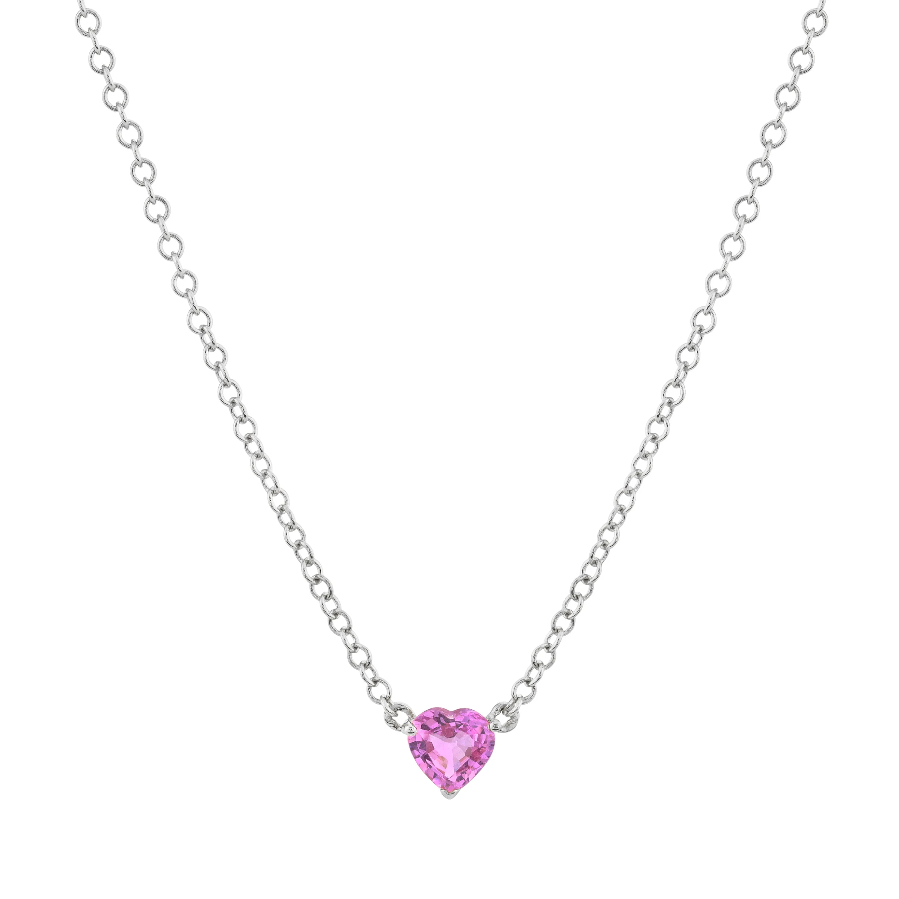 PINK SAPPHIRE SOLITAIRE HEART NECKLACE