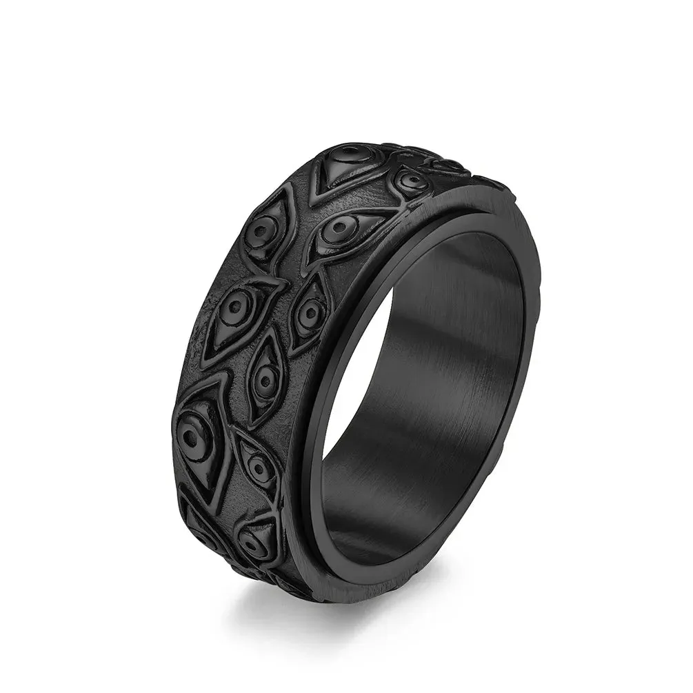 Punk High Quality Fine Stainless Steel Rotatable Eye Of Horus Rings Men Women Fashion Jewelry Party Casual Ring Wedding Gift