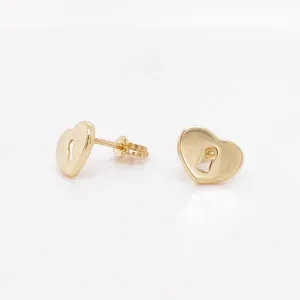 "Key To My Heart" Love Lock Stud Earrings