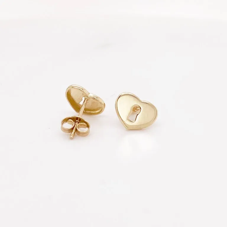 "Key To My Heart" Love Lock Stud Earrings