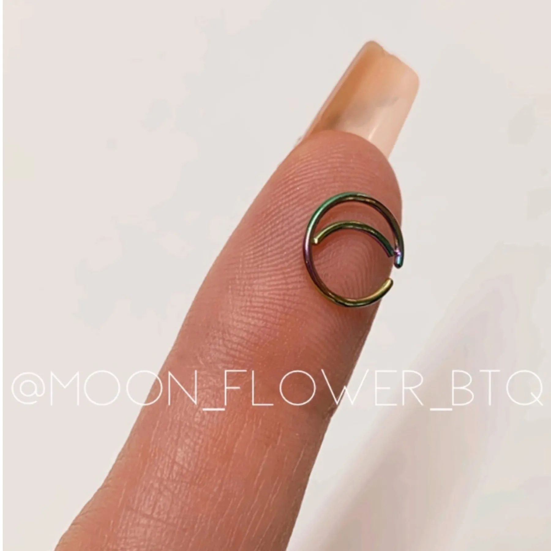 Rainbow Crescent Moon Fixed Hoop Nose Ring