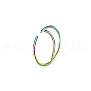 Rainbow Crescent Moon Fixed Hoop Nose Ring