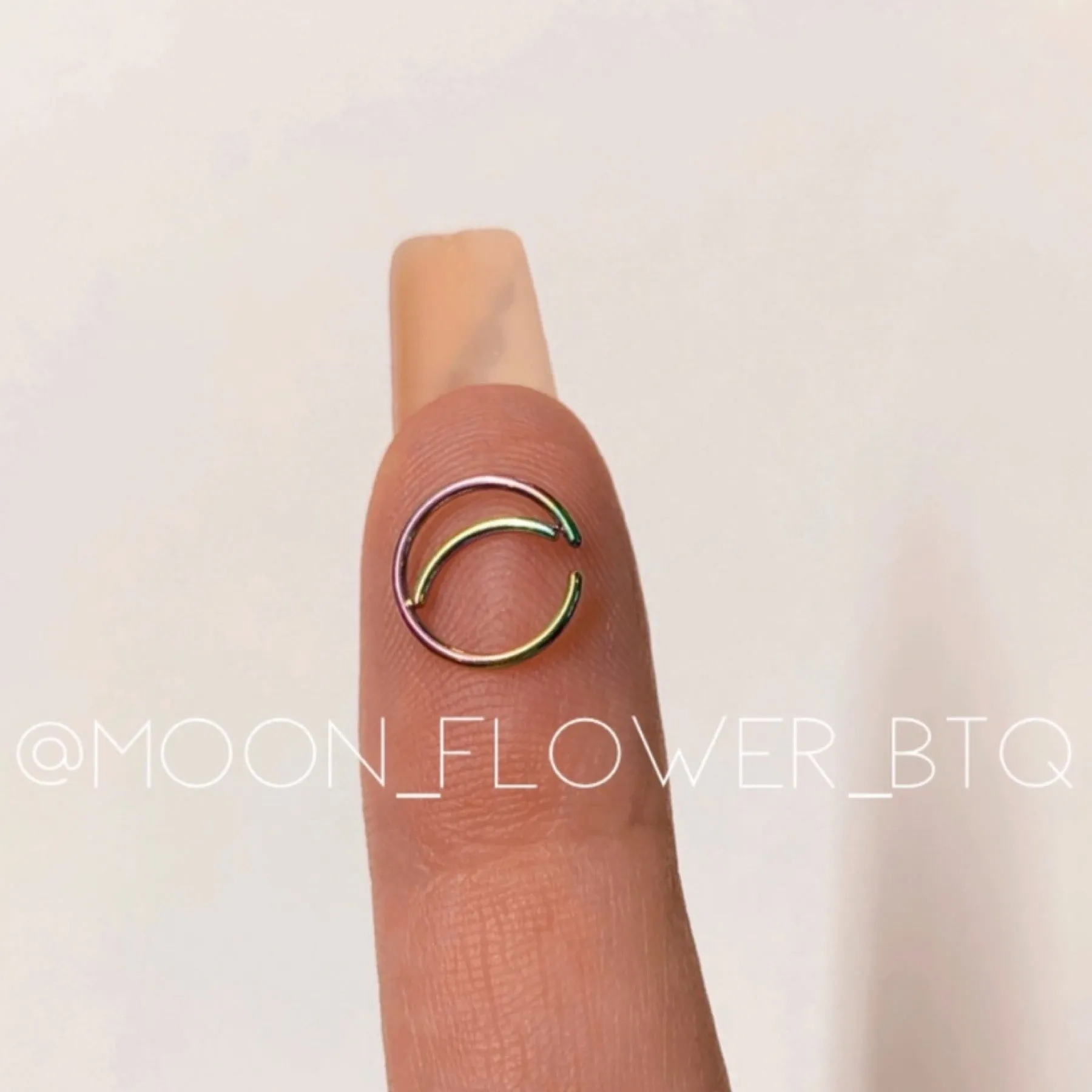 Rainbow Crescent Moon Fixed Hoop Nose Ring