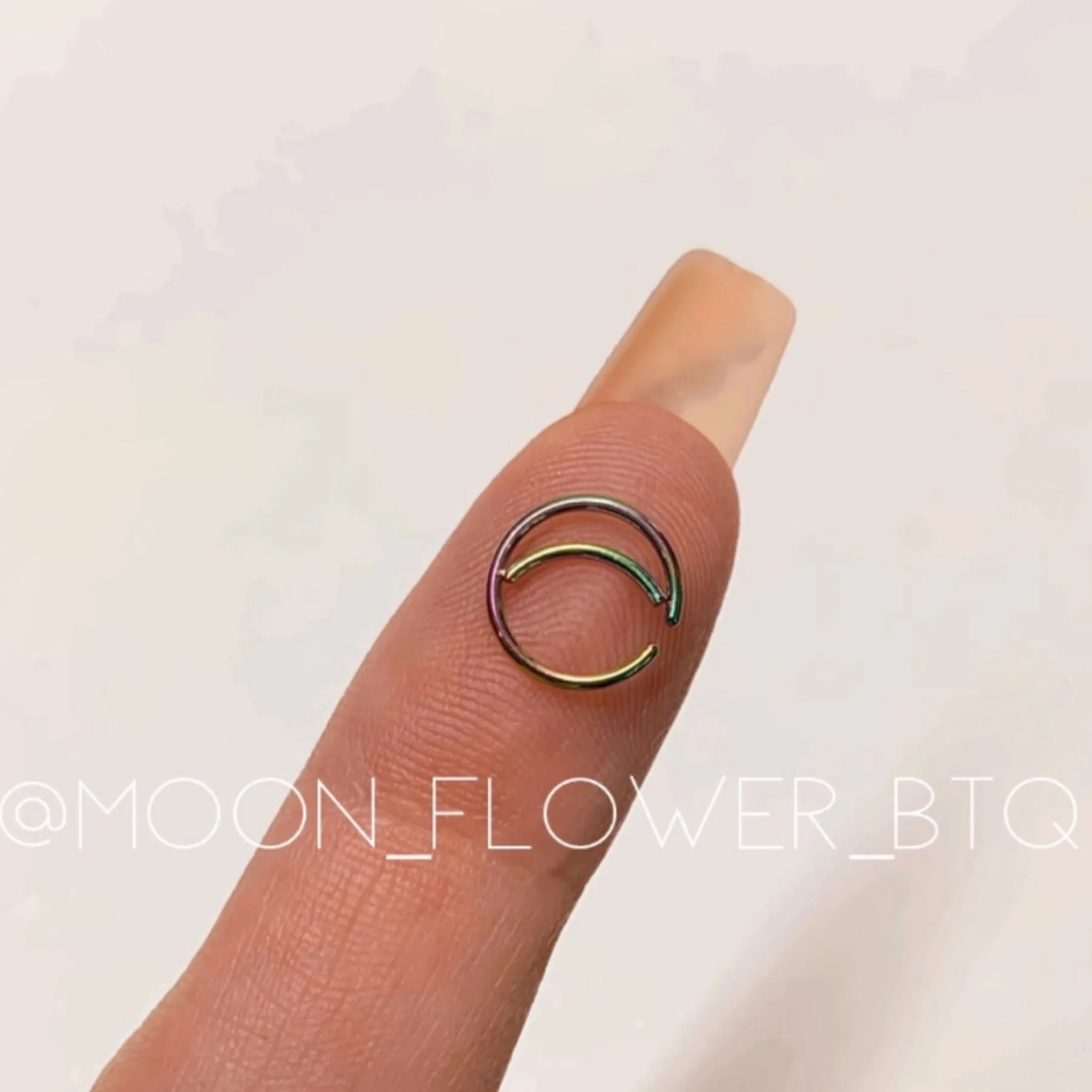 Rainbow Crescent Moon Fixed Hoop Nose Ring