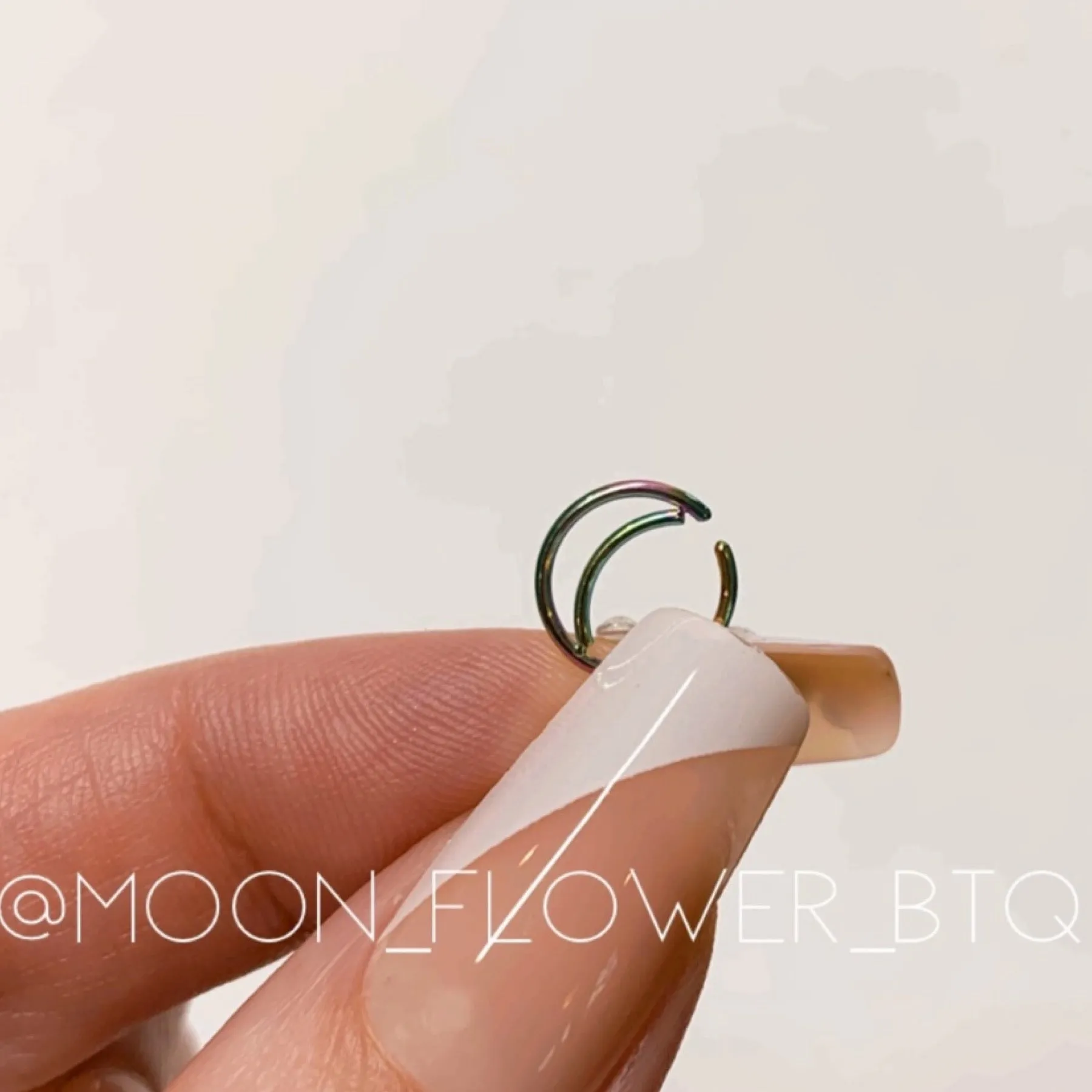 Rainbow Crescent Moon Fixed Hoop Nose Ring