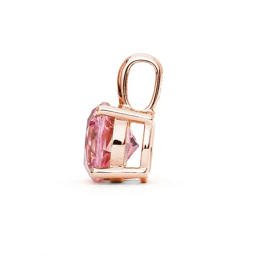 Ready Made | Phoebe Round Pink Lab Grown Sapphire Pendant in 18K Rose Gold